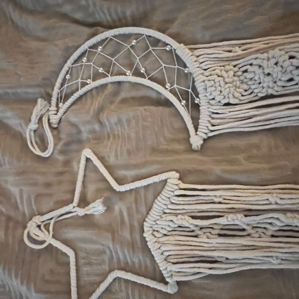 Bohemian Macrame Moon and Star Wall Hanging #491